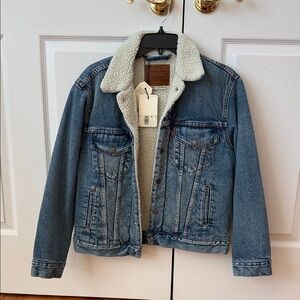 Levi's Blue Denim Jacket with Sherpa Collar
